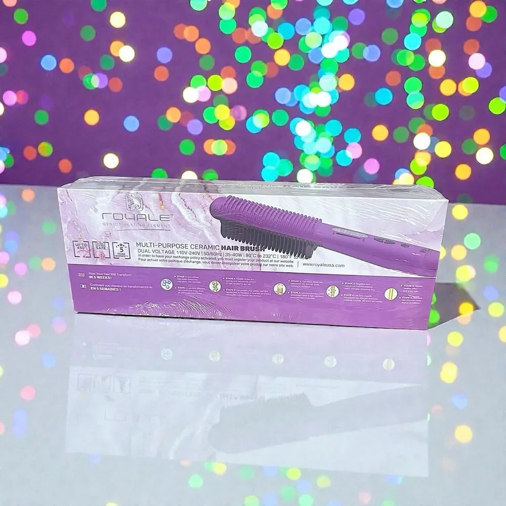 Royale Multi-Purpose Ceramic Hair Brush in Purple/Violet New in Sealed Box